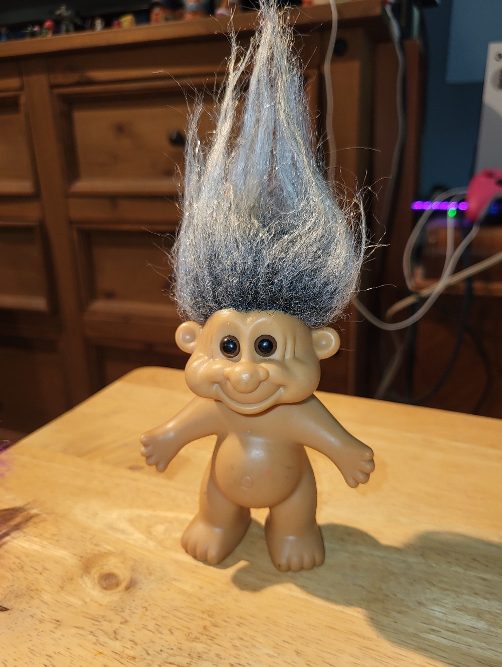 Vintage Ace Novelty  Gray Haired Troll Doll 4.5 Inches Tall Rare
